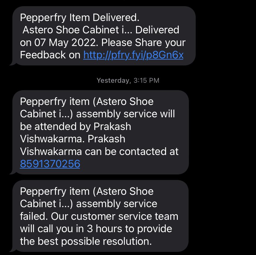 anishpt's tweet photo. @Pepperfry. Assembly cannot be completed by your carpenter because of one wrong component. Instead of rectification I receive a mail that I have denied the assembly. No calls from your team till now @AmbareeshMurty https://t.co/nQXTcCqofg