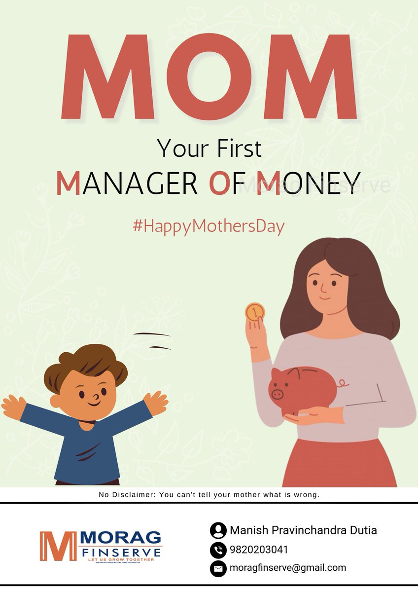 moragfps's tweet photo. Team Morag Finserve salutes all #ManagerOfMoney #MOM #MothersAreBestTeachers #MothersDay #MothersDay2022 #motherhood #moneytips https://t.co/8R0dwYFIJY