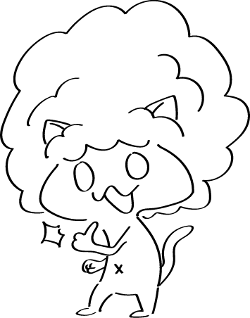これはillustratorのブラシツールを理解する過程で生まれたアフロねこ 