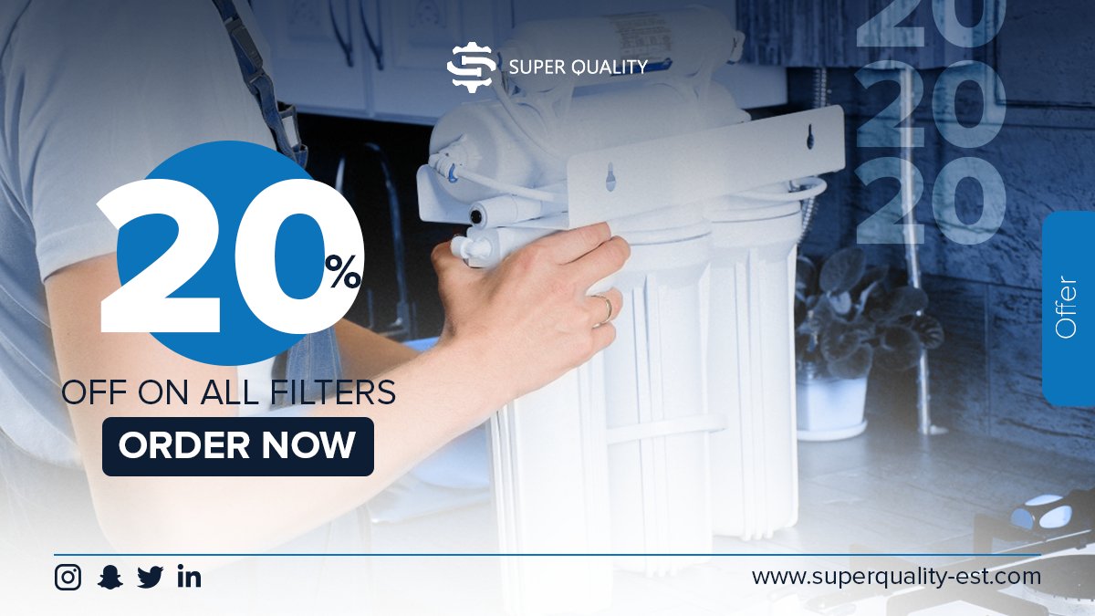 SuperQualityEst's tweet photo. Hurry up &amp; enjoy our 20% off sale on all home water filters. Order now.

20% خصم على جميع أنواع محطات المياة المنزلية. 
اطلب الآن
E: sq@superquality-est.com
Trade@superquality-est.com
https://t.co/ewSWDCRBbM
WhatsApp +971504281182
#سوبركواليتي #SuperQuality https://t.co/NkRx2ZCPdw