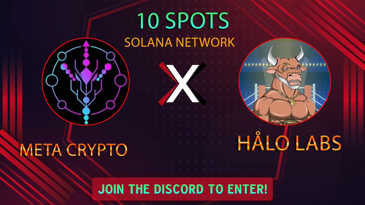 ✨ HåLo Labs  x META CRYPYO  ✨

We’re pleased to #giveaway
10 x HåLo Labs WL

To enter:
1️⃣ Must Follow <a href="/halo_labsnft/">0x</a>
&amp; <a href="/MetaKMI/">META CRYPTO</a> 
2️⃣ Like + RT + Tag 3 frens

Ends in 24h