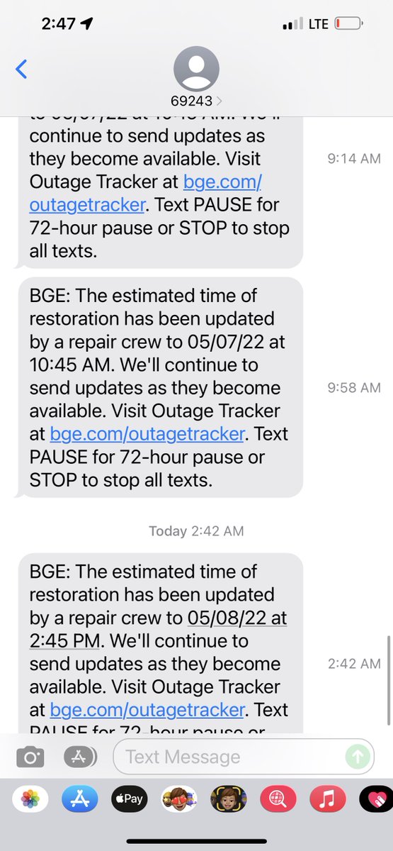 SaveChurchRoad's tweet photo. Grrrrrrr, @MyBGE. Power out for 24 hours, not a crew in sight for most of that time, and this is the update we get just now. https://t.co/vIaXG9vlKM