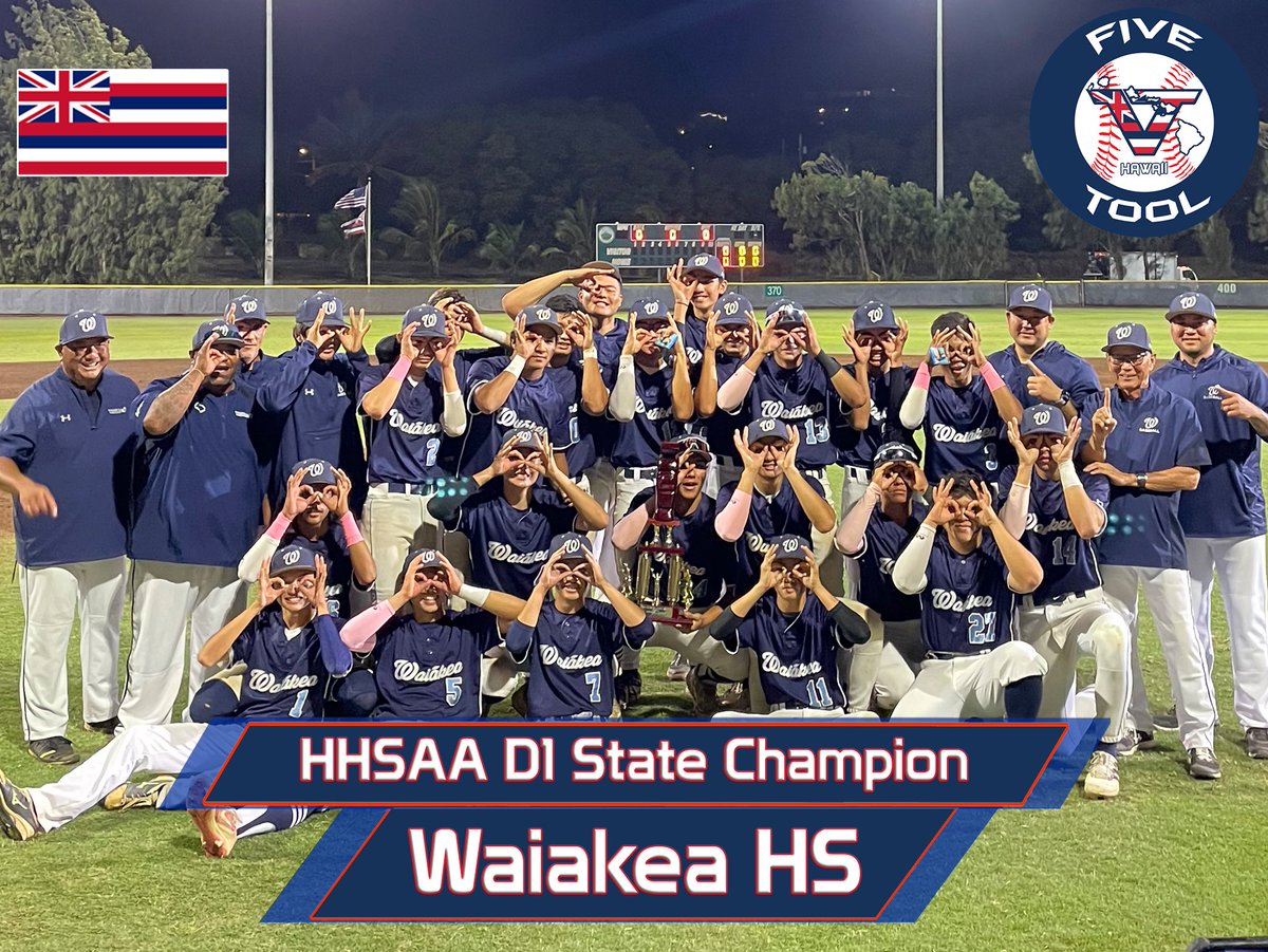 FiveToolHI's tweet photo. 🏆CHAMPIONS🏆

Congrats to @WaiakeaHigh on winning the 2022 @HHSAAsports D1 State Championship! #WatchEm https://t.co/CXxIYwLP2y
