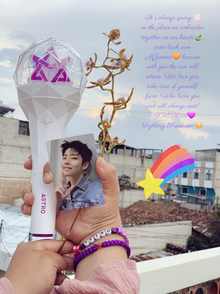 EliasRocsana's tweet photo. -Siempre es primavera 🌸 en el lugar que bordamos juntos en nuestro corazón, vuelve pronto MJunnie porque contigo regresará el sol. te amamos, cuida de ti.
de: ¡Quién te ama y esperará siempre!
-AROHA.💜
¡Lucha Sol!☀️
#MJ #PrimaveraEterna #ASTRO
#MSol 💜🧡🌟 https://t.co/lGj0yRUlBc