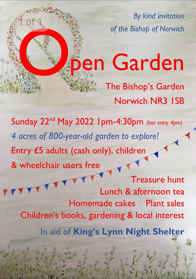 It’s just 2 weeks til our exciting day <a href="/bishopsgardens/">Head Gardener</a>! We’re looking forward to seeing lots of friends old &amp; new, enjoying the garden in all its May glory and raising funds to help the Night Shelter open again this autumn. Thank You to <a href="/bishopnorwich/">Graham Usher</a> for inviting us! <a href="/EDP24/">Eastern Daily Press</a>