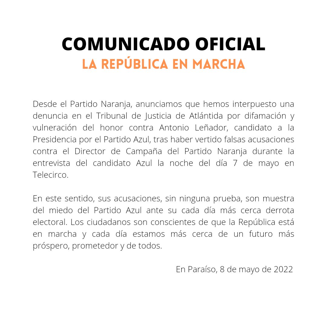 pnaranjacigmap's tweet photo. Comunicado oficial.

En marcha contra la corrupción. https://t.co/VnfhXcpc6w