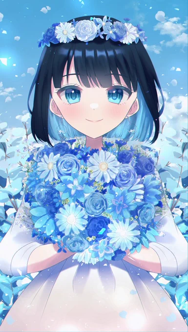 瑠璃色花模様 