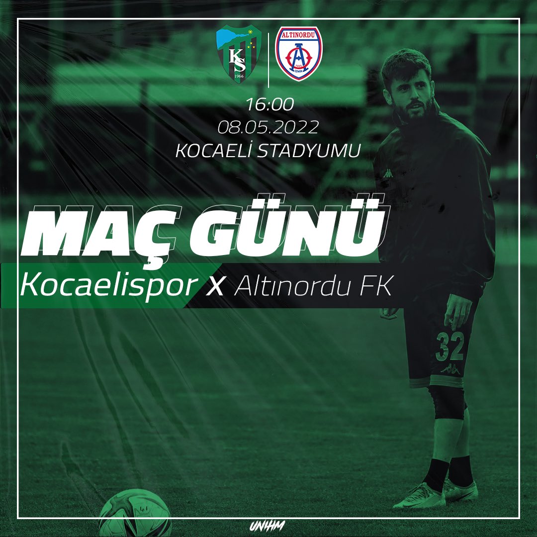 MAÇ GÜNÜ 🔥
#BugünGünlerdenKocaelispor
Sevdamız Kocaelisporumuz'a, Altınordu FK karşısında başarılar diliyoruz.

⏰ 16.00
🏟 Kocaeli Stadyumu
#EfsaneGeriDöndü #UNIHM