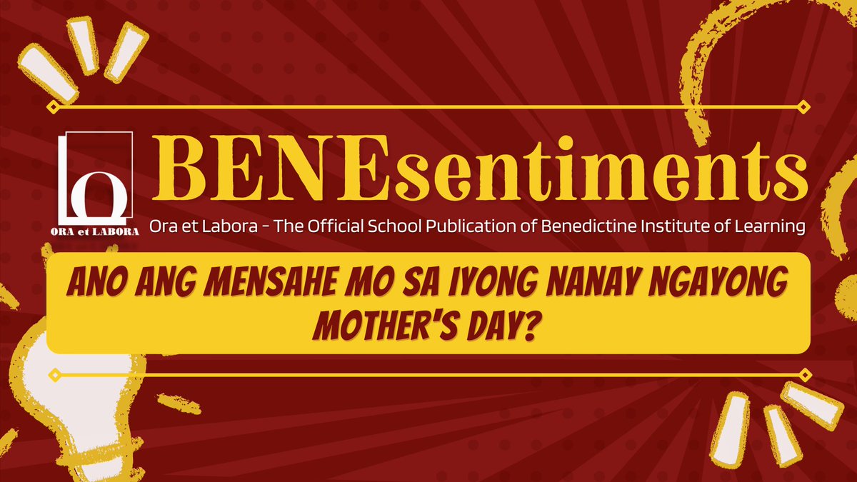 bil_ora's tweet photo. Dasurb na dasurb ng ina ko, ina mo, at ina ninyo na matanggap ang ating pagmamahal at pagpapahalaga sa kanila ngayong Mother's Day. Benedictinians, ano ang mensahe mo sa iyong nanay ngayong #MothersDay?

#BENEsentiments https://t.co/rUwYD0sJhS