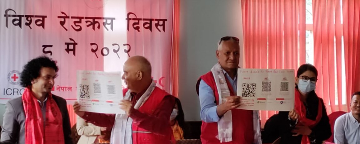 ICRC_nd's tweet photo. The @NepalRedCross celebrated  #WorldRedCrossRedCrescent day with the launch of a donation platform. A flag-hoisting ceremony was also held, attended by Binod Kafle, Acting Head of the Mission, Azmat Ulla, Head of IFRC, Umesh Dhakal, Exec. Dir., NRCS, and staff. 

#BeHumanKind https://t.co/hPQUcIqitL
