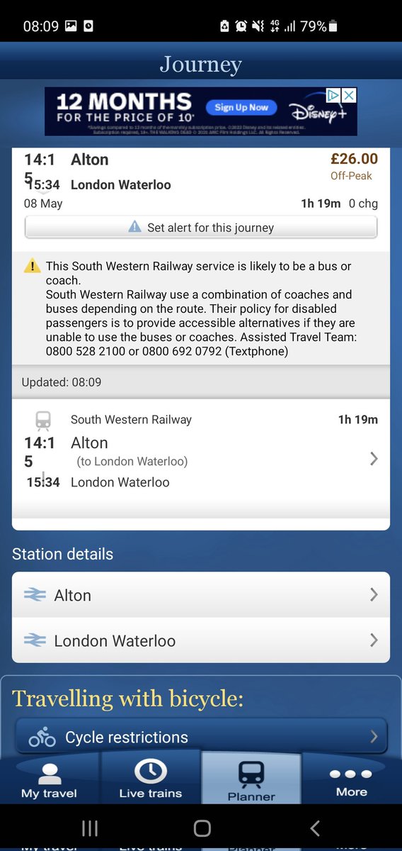 RoisinPope's tweet photo. @SW_Help Thanks....I did check National Rail and that's why I'm asking as it says "likely to be bus/coach" https://t.co/x49jxMnVeP