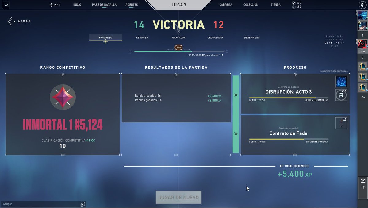 SoulHysteric's tweet photo. Después de dos años estancado en Platino, llego a Inmortal en 3 semanas, la importancia de un buen duo @IKS_Benio y del carreo, vamo a jugar por picks y llegar a radiante 😎 https://t.co/xcevQIme7Q