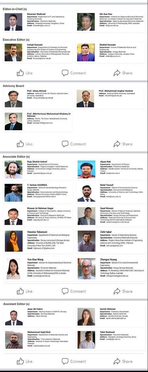 Editorial board of Materials Innovations... #MSSP #pakmatsoc #sciencepak
pakmatersoc.org