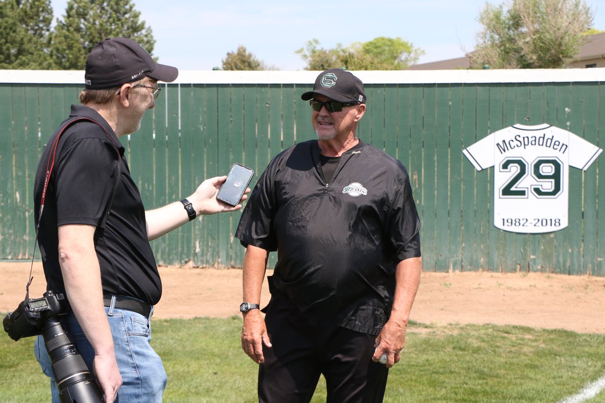 SewardSaints's tweet photo. Galen McSpadden had his #29 jersey retired at Brent Gould Field before today's doubleheader. McSpadden spent 37 years as the head baseball coach for the Saints and 33 years as the Athletic Director at Seward County. Congratulations Coach! #SCCCSaints #GoodToBeGreen https://t.co/LGxL1bou5D