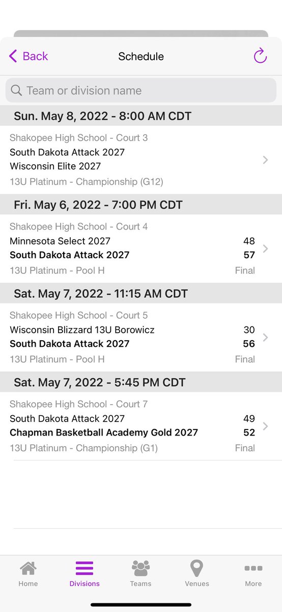 13u boys beat MN Select and WI Blizzard before losing to Chapman Basketball Academy. Will wrap up #PHBattleAtTheLakes tomorrow at 8am vs Wisconsin Elite. #AttackFamily