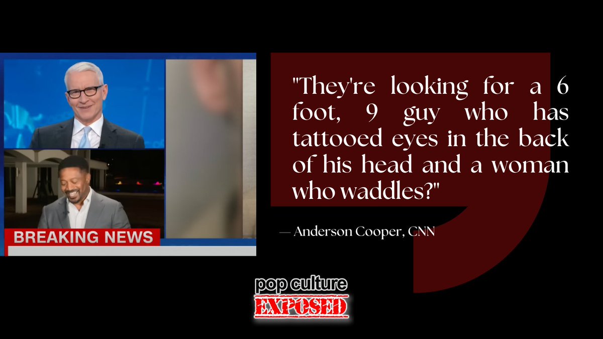 pop_exposed's tweet photo. This is how @andersoncooper talked about Alabama jailbreak suspects Vicky White and Casey White. (That's correspondent @Ryanyoungnews laughing along.) Was it necessary to mock Vicky's gait? Is laughter needed in crime news?
h/t: https://t.co/e0mOtm9eZD
#ableism #media #cnn https://t.co/NHVMz35n0A