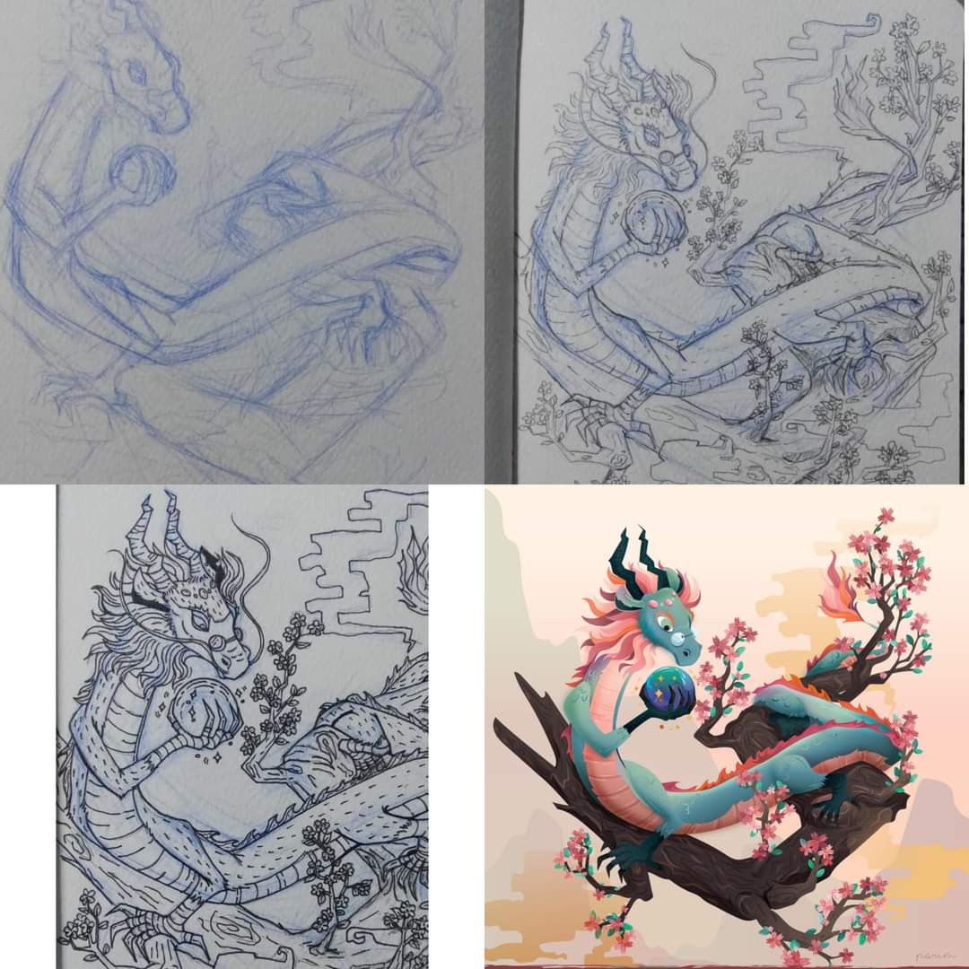 I never thought of coloring my sketches cuz I thought it wasn't as beautiful as BW line arts &amp; I wasn't confident enough to select one of million tones to complete my works. Therefore, I've let the time flied fruitlessly for many years. NOW! I want to give it a try.
: )