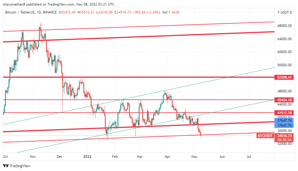 sharu_mathan's tweet photo. perfectly at the major supportline.... within 1 week expecting the beast.... #btc https://t.co/wLyckWFNXI