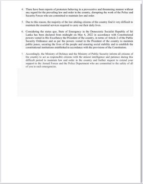 srilankatruth21's tweet photo. Press release of Ministry of #Defense clarifying matters regarding the State of #Emergency. https://t.co/qWwIFGN15c