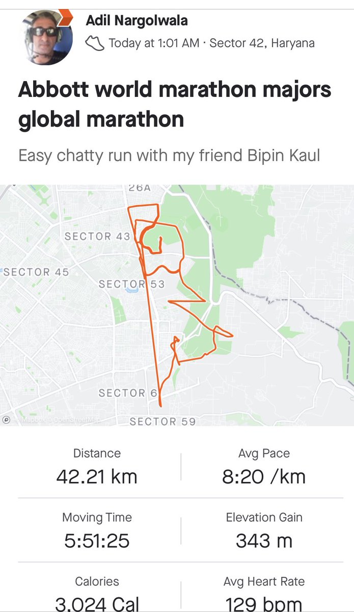 adilnargolwala's tweet photo. Ran the Abbott world major global marathon with my good friend @kaulbipin to beat the heat started at 1 am & easy chatty run @WMMajors #globalrun #marathon #running #fitness #healthy https://t.co/MgboB4hdoH