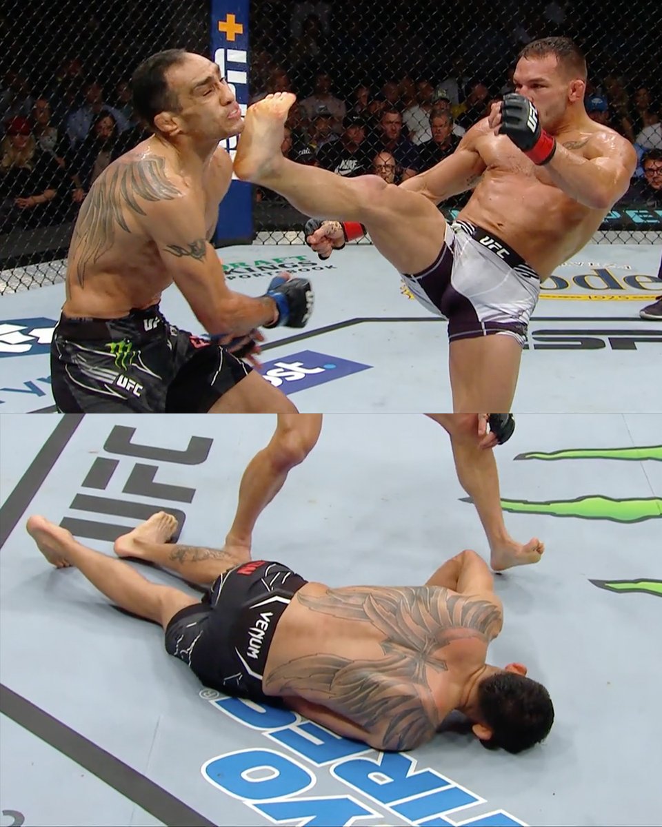 MMAFighting's tweet photo. MICHAEL CHANDLER DID THAT 😱 #UFC274 https://t.co/kpWQP38M3c
