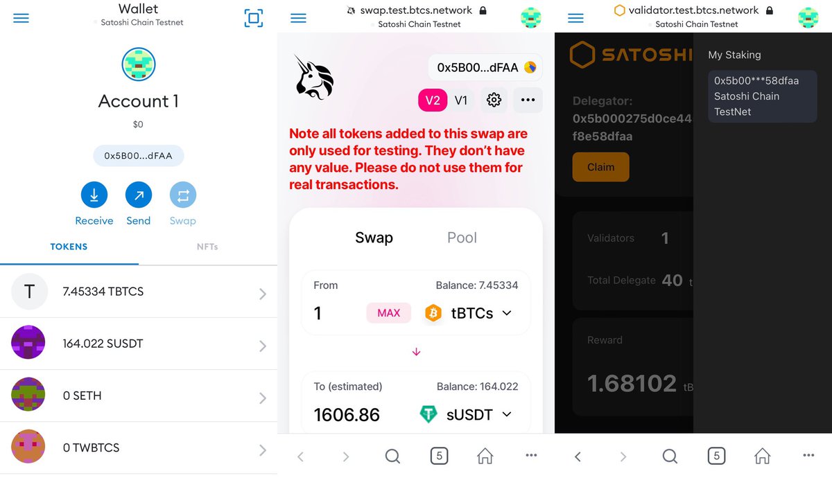 CoreHoneycomb's tweet photo. Satoshi Testnet 

1. Swap Test
2. Web3 NFT Test
3. DeFi Staking Test

Satoshi also mentioned DEX before
Satoshi DEX
Decentralized Exchange

“Like” and “Retweet” are Satoshi Power!

#BTC #ETH #Satoshi #Binance 
#Huobi #FTX #Coinbase #Upbit 
#HOT #Android #NFT #Web3 #DEX 
#Testnet https://t.co/ZG1UcY68Yy
