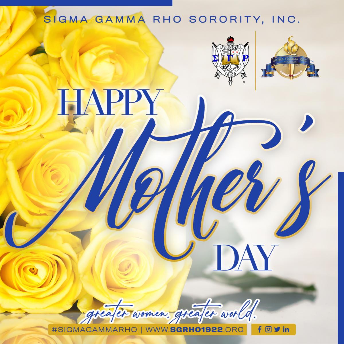 SGRho's tweet photo. Wishing a Happy Mother’s Day to all mothers, everywhere, for everything you do!
#SigmaGammaRho #SGRho #SGRho100 #Greater #GreaterWomenGreaterWorld #GWGW https://t.co/MnCl3fHcEK