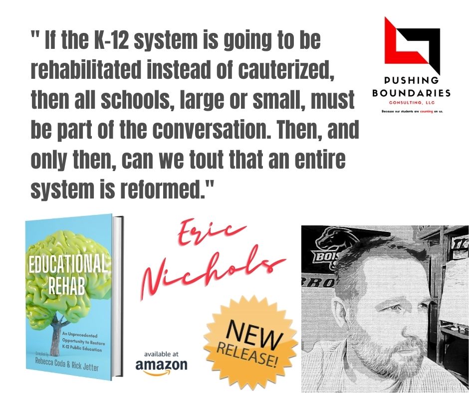 IamEricNichols's tweet photo. Oregon school administrator &amp; author @IamEricNichols  is featured in 3 chapters and shines a light on the importance of transforming relationships among schools &amp; families AND motivating &amp; transforming virtual classrooms #educationrehab
#pushboundedu #gameon #teach
@pushboundEDU https://t.co/QDSo0qCTGu