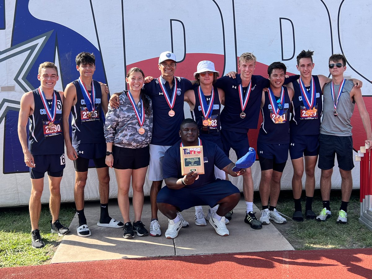 CDAAthleticsCC's tweet photo. Big time congratulations to our CDA Collin County boys track team! They finished 3rd overall in the 3A @TappsTrack State Meet this weekend! Well done, Lions! #CDATrack #RunLikeLions @coramdeotx https://t.co/cLWiSNbEyV