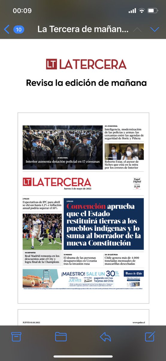 darpon_A's tweet photo. @latercera Saben que me llega em mismo diario digital desde el jueves… no se que pasa pero en el email que me mandan me lleva esta portada desde hace 4 dias! Esa me la mandaron hoy… y mañana es domingo… y asi ha sido desde el miercoles. Tengo suscripción digital 😩 ayuda porfa https://t.co/aMOq91dP9O