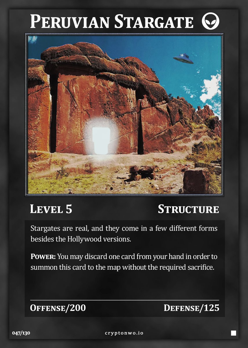 nwotcg's tweet photo. New uncommon CryptoNWO card minted: https://t.co/hwOeSFf2Pq

Located near Lake Titicaca. It consists of a block 22 x 22 feet, with an inset door measuring 7 feet high, carved into the rock. 

We will airdrop one card to 15 random people. Post your ETH address to enter. Good luck https://t.co/Rs65thC8Tn