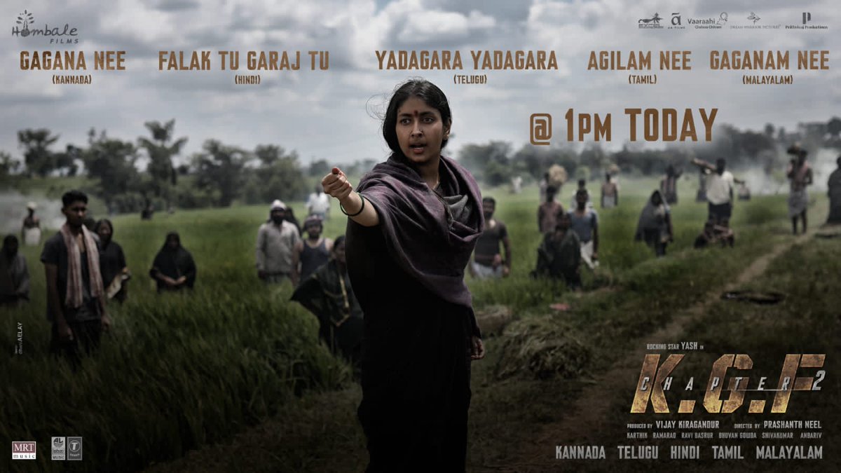 LahariMusic's tweet photo. #HappyMothersDay ❤️

#GaganaNee #FalakTuGarajTu #YadagaraYadagara #AgilamNee #GaganamNee full video song @ 1pm today.

#KGFChapter2 @Thenameisyash @prashanth_neel @VKiragandur @hombalefilms @duttsanjay @TandonRaveena @SrinidhiShetty7 @RaviBasrur @LahariMusic @Tseries @Mrtmusicoff https://t.co/yl0Q3FfEDF