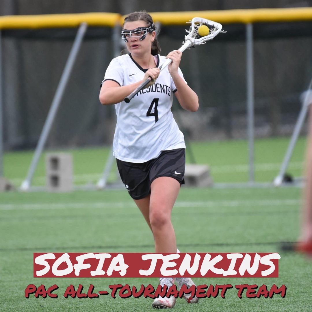 wjathletics's tweet photo. Women’s Lacrosse: Sofia Jenkins, Amanda Effland, Ella Phillips and Kaitlyn Brown joined Sam Casile on the PAC All-Tournament Team! #PrezPride #paclax 🔴⚫️ https://t.co/uZqqQ1lYaB
