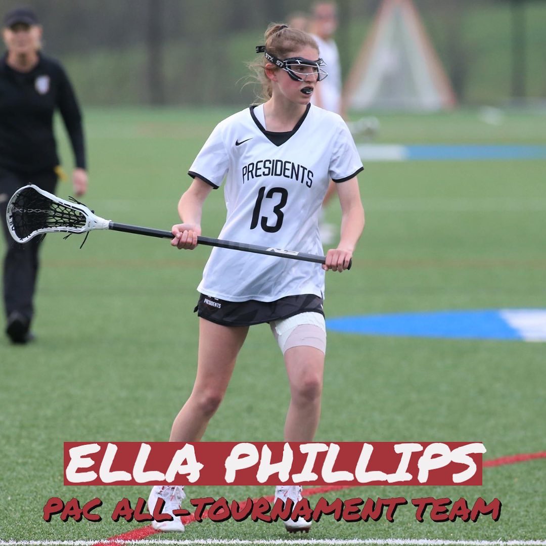 wjathletics's tweet photo. Women’s Lacrosse: Sofia Jenkins, Amanda Effland, Ella Phillips and Kaitlyn Brown joined Sam Casile on the PAC All-Tournament Team! #PrezPride #paclax 🔴⚫️ https://t.co/uZqqQ1lYaB