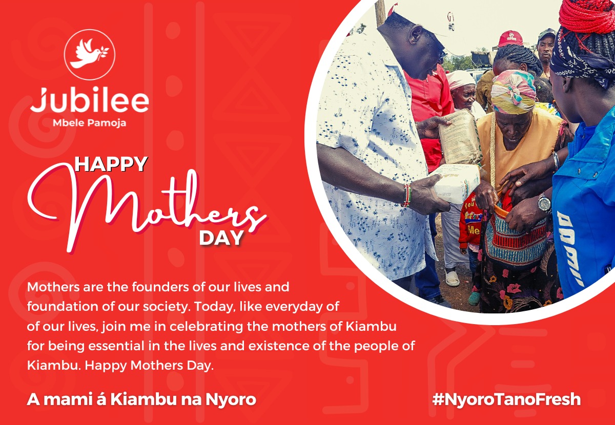 CateWanjiru19's tweet photo. HE Governor James Nyoro wishes all of the mothers' in Kiambu a Happy Mother's day. We have a very caring Governor who cares about our mothers who are the backbone of our homes
#MothersDay 
#NyoroTanoFresh https://t.co/IbphU57aBJ