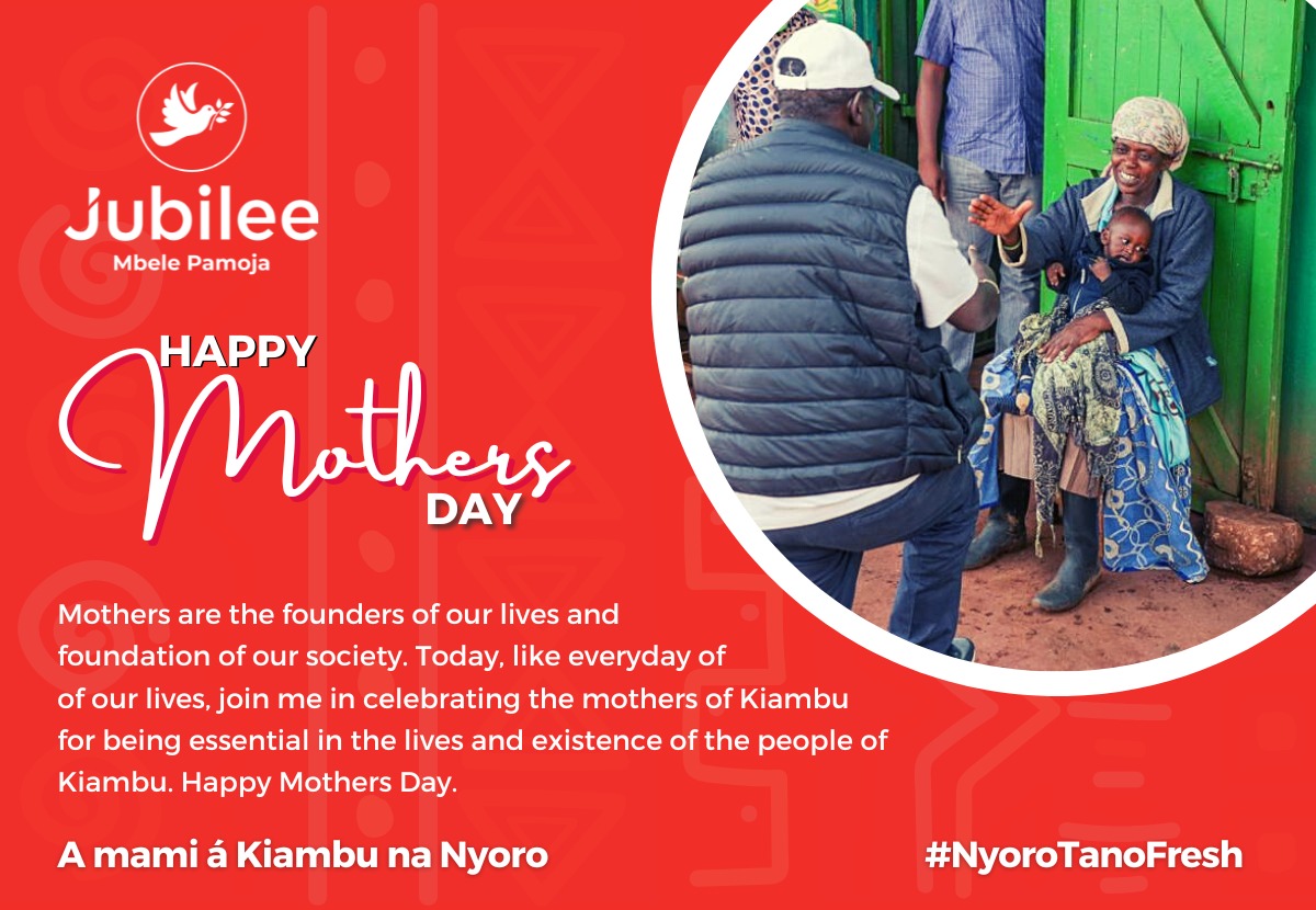 CateWanjiru19's tweet photo. HE Governor James Nyoro wishes all of the mothers' in Kiambu a Happy Mother's day. We have a very caring Governor who cares about our mothers who are the backbone of our homes
#MothersDay 
#NyoroTanoFresh https://t.co/Njipvzxhxy