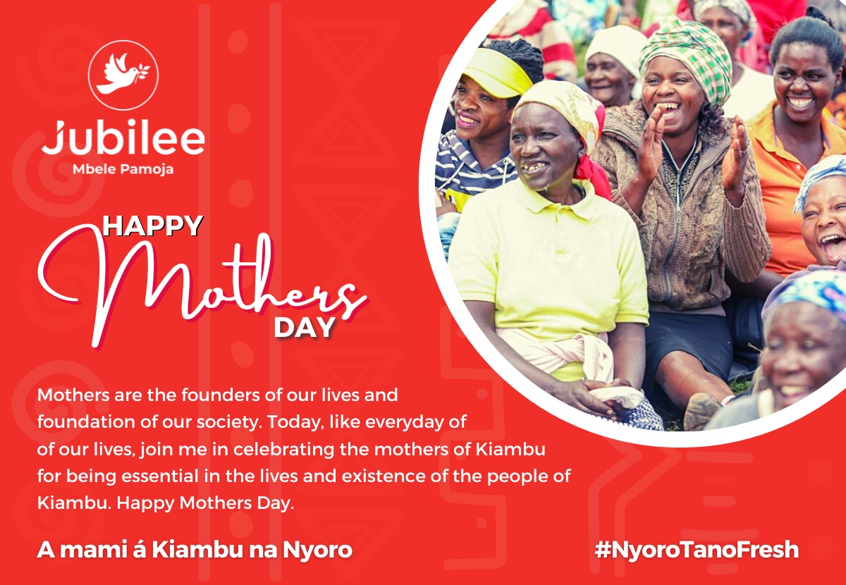 CateWanjiru19's tweet photo. HE Governor James Nyoro wishes all of the mothers' in Kiambu a Happy Mother's day. We have a very caring Governor who cares about our mothers who are the backbone of our homes
#MothersDay 
#NyoroTanoFresh https://t.co/q8RGFVj56p