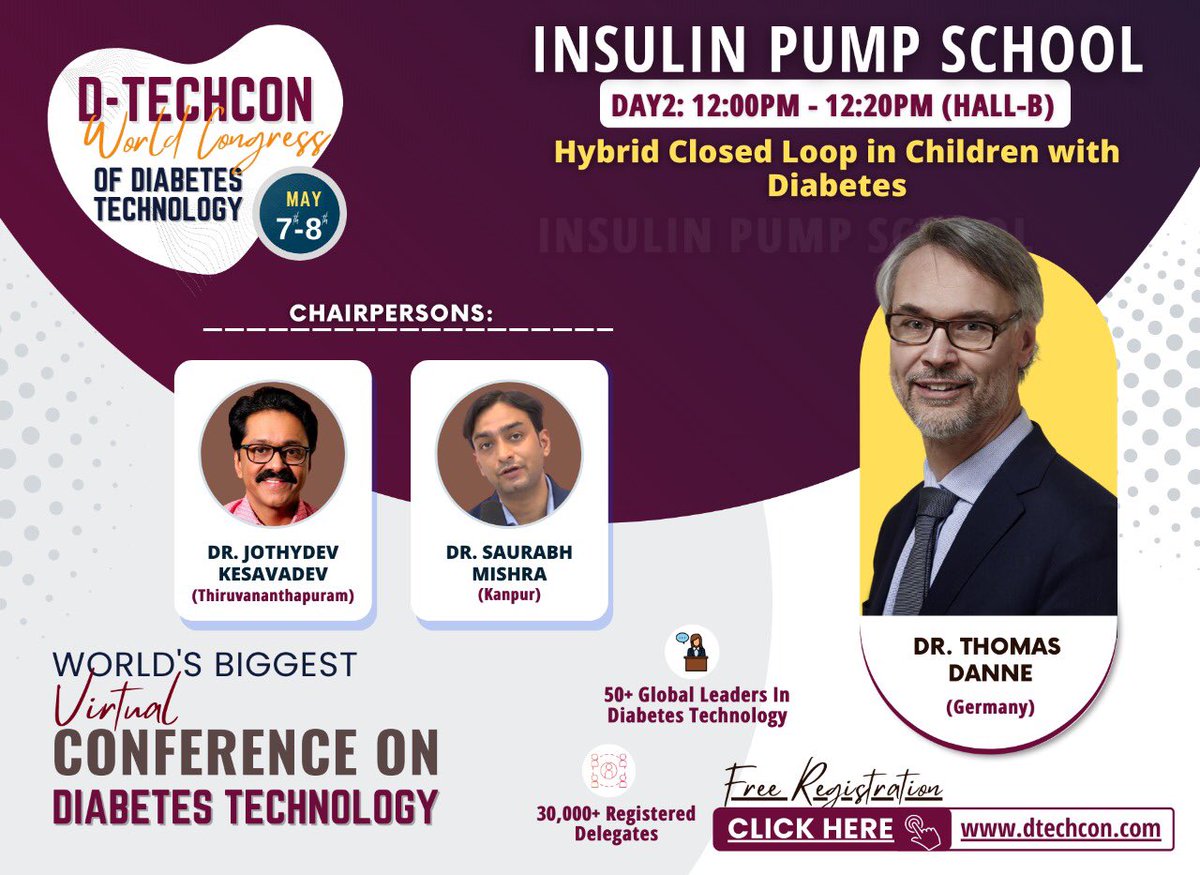 DTechCon's tweet photo. Dr. Thomas Danne Talked at DtechCon2022 about Hybrid Closed Loop in Children with Diabetes
Chaired by: Dr. Jothydev Kesavadev & Dr. Saurabh Mishra @TomDanne @jothydev @saurabhmishra @Rssdi_official
Attend Live: https://t.co/JCIjHVyr83
#Dtech #DtechCon2022 #diabetestechnology https://t.co/30Or658bWv