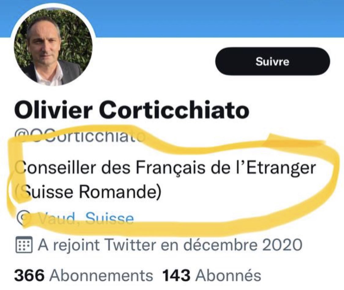 StaempfliRomain's tweet photo. @OCorticchiato @FerracciMarc @rousselotma Votre bio @OCorticchiato me semble être un peu trompeuse. Vous seriez  conseiller des français de l’étranger? Fichtre! Il me semblait pourtant que vous n’étiez « que » délégué… https://t.co/pj1xDpxmip