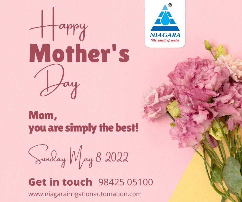 NiagaraCbe's tweet photo. Happy Mother's Day
Mom, you are simply the best!
Niagara solutions :
SF No: 225/1, VRS Nagar,
Cheran Maanagar,
Coimbatore-641035
Email: infoniagarasolutions@gmail.com
PH : +91 9842505100
Toll-free: 1800 313 7100
#dripirrigationsystem #agritech #dripautomation #drip https://t.co/GpzbgTniCS