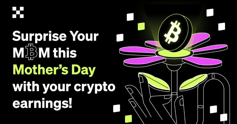 okx's tweet photo. ₿ull or ₿ear, surprise your mom with your #crypto earnings this #MothersDay 💐 😉 

🎉 Celebrate this #SpecialDay with #OKX to share a prize pool of up to 500 USDT 🎁  #HappyMothersDay 🦹‍♀️ 

💙 , 🔂 &amp; join now ⤵️