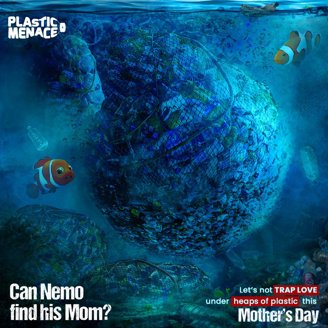 PlasticMenace's tweet photo. Let no Nemo face the perils of #Plastic. #SayNoToPlastic and keep the oceans clean. 
#PlasticFreeOceans #EveryPETCounts #MothersDay

#PlasticMenace #PlasticFreeEnvironment #SayNoToPlasticMenace #mothersday #mothersday2022 https://t.co/LfhlJX3sYl