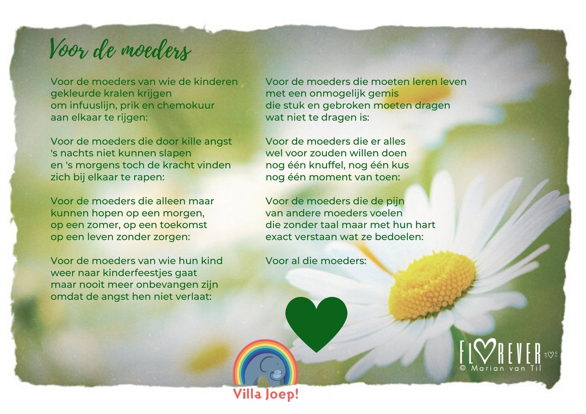 Op deze moederdag delen we graag het prachtige gedicht 'Voor de moeders' geschreven door Marian van Til (Florever).