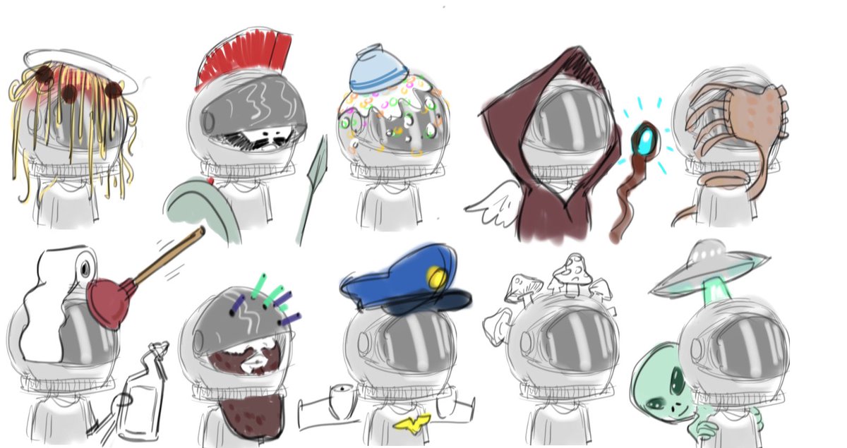 spyrostory's tweet photo. Every #akutar started as a little sketch. Some traits made it into production, some got cut. https://t.co/POUD90wmG4