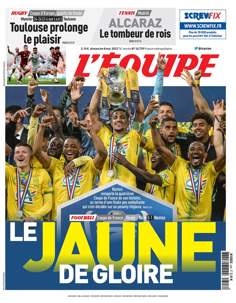 La une de L'Équipe du dimanche 8 mai.
🗞️ Lire le journal > ow.ly/1mii50J1KzA