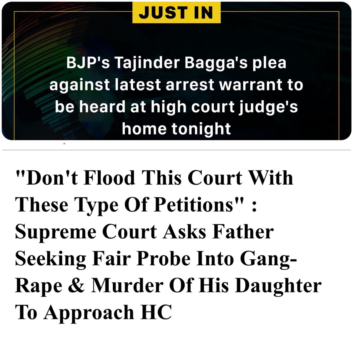 yippeekiyay_dk's tweet photo. Two shades of Indian judiciary https://t.co/LKROV6UTDf