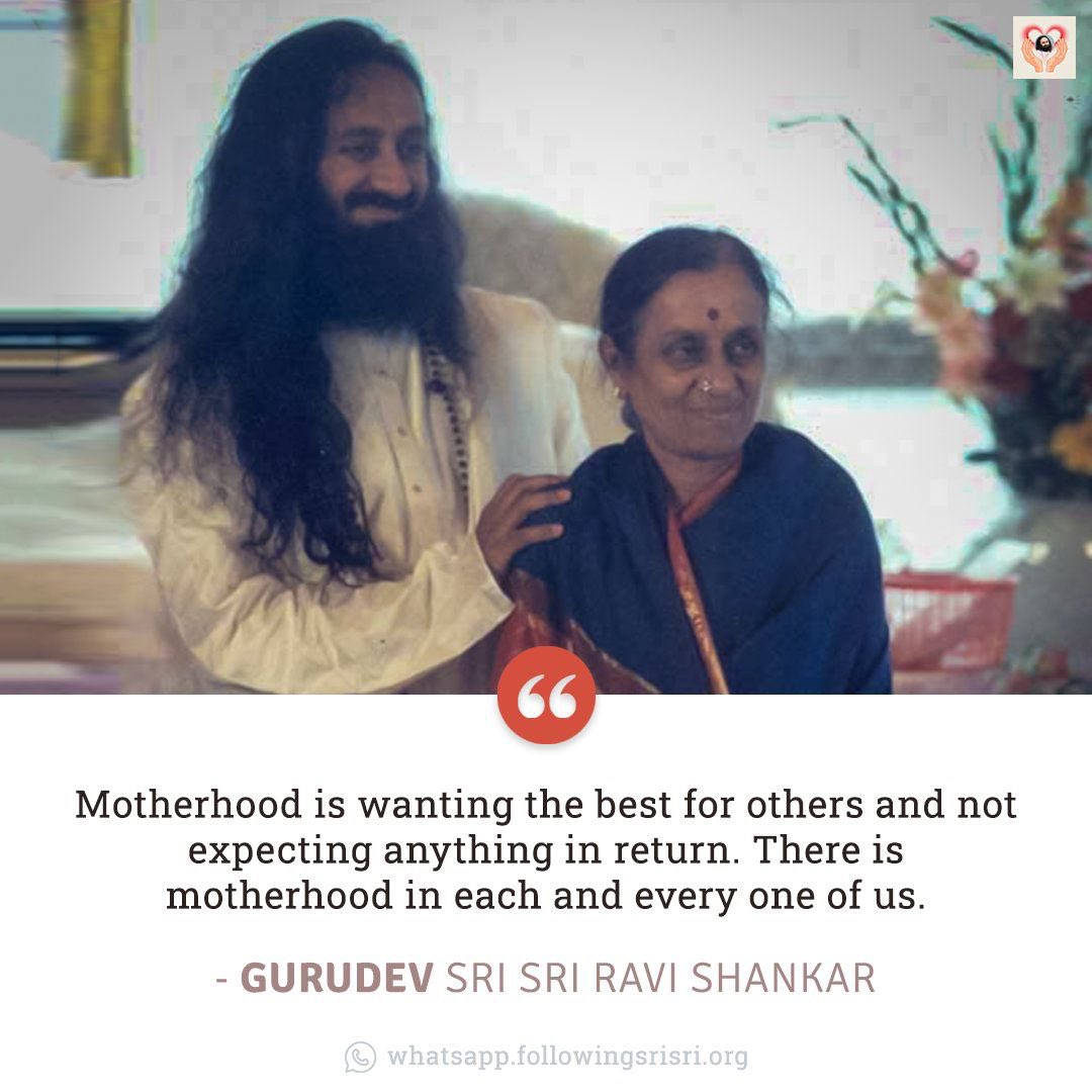 Rishiji's tweet photo. “Motherhood is wanting the best for others and not expecting anything in return. There is motherhood in each and every one of us.”
 - Gurudev @SriSri Ravi Shankar
#MothersDay https://t.co/Vzbor3XRyr