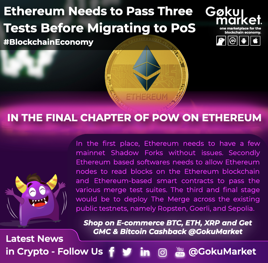 GokuMarket's tweet photo. 📣 #Ethereum Needs to Pass Three Tests Before Migrating to #PoS
👉 Ethereum core developer #TimBeiko detailed the steps that need to happen before the world's second-largest project migrates to PoS.
#GokuMarket https://t.co/M98zDGeZnF