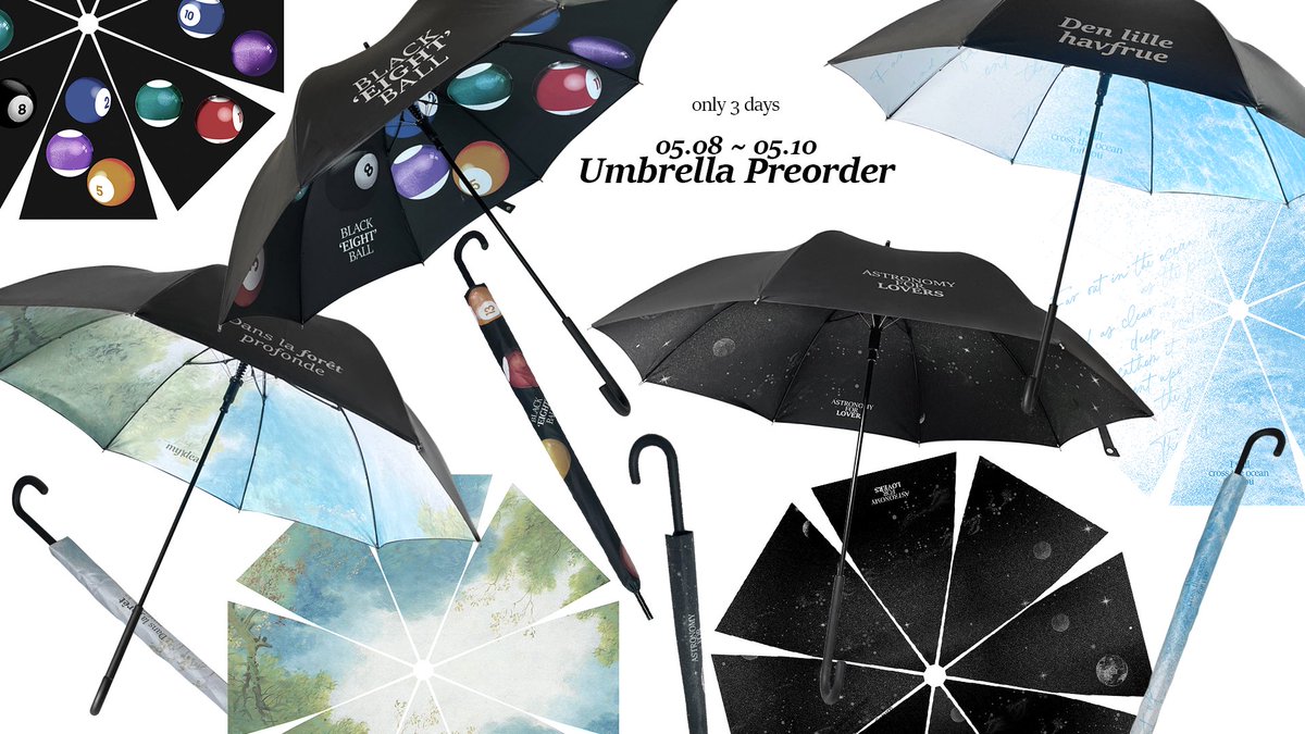 [우산 예약 주문 공지] #RT이벤트 RT 추첨 두 분에게 원하시는 우산 보내드려요🤍오늘 늦은 밤 10시 우산 4종 예약 주문이 시작됩니다🤍 접이식 우산과 장우산 옵션 선택이 가능합니다🤍 +공장이 감당할 수 있는 물량을 넘어설 경우, 이후 주문은 2차 배송 일정으로 이관 될 수 있습니다😭