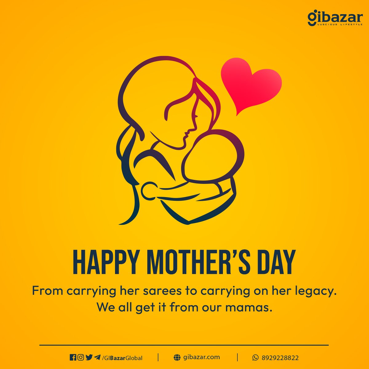 GIBLifestyle's tweet photo. GI Bazar wishes a very happy Mother's Day to all the lovely, hardworking and selfless mothers out there. Here's to the ones who love us unconditionally! 

#GiBazar #MothersDay https://t.co/j01pe9OTlQ